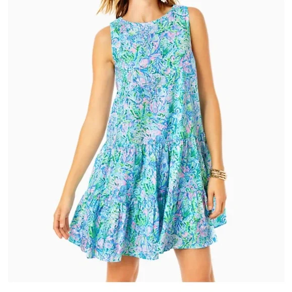 Lilly Pulitzer Trina Dress Surf Blue Soleil It On Me Size Large NWT - Picture 1 of 6